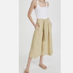 Vince Belted Palazzo Culotte Pant maiz yellow tan high waist rise Casual crop